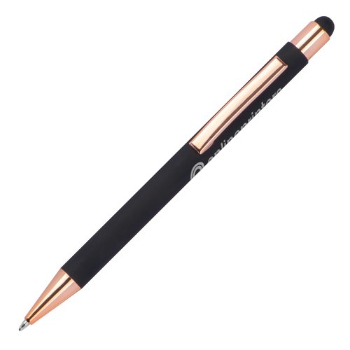 Penna a sfera nera in metallo con punta touch-pen.