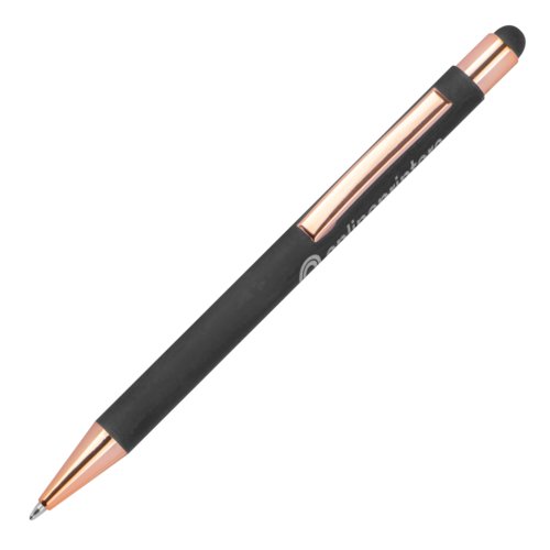 Penna a sfera antracite con funzione touch screen e clip.