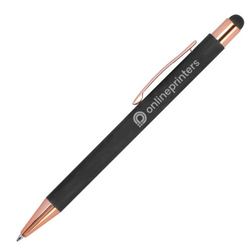 Penne a sfera color antracite con touch pen e clip.