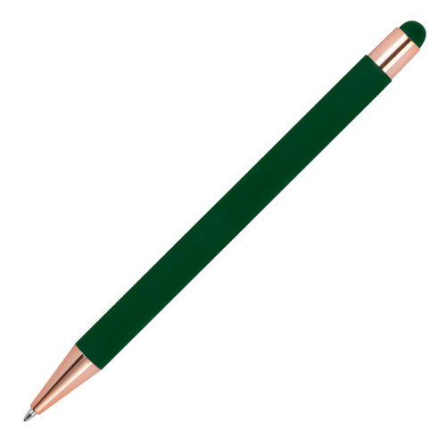 Penne a sfera verde scuro con touch-pen e meccanismo a scatto.