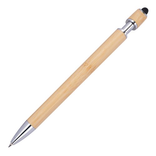 Penna a sfera beige in bamb con dettagli in metallo.