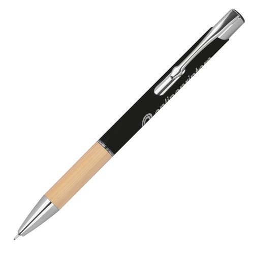 Penna gel nera in materiale riciclato con clip.
