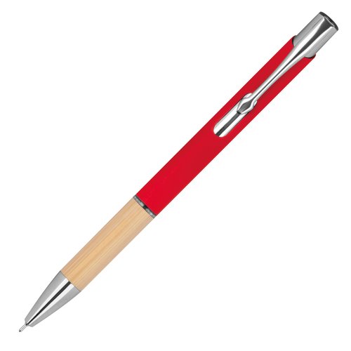 Penna gel rossa in materiale riciclato con clip.
