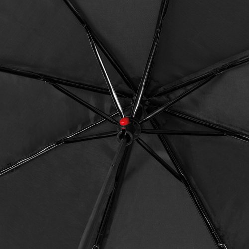 Ombrello tascabile nero in RPET con custodia.