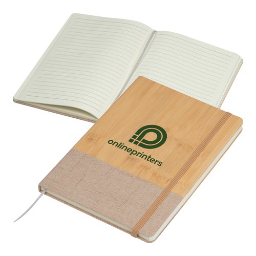 Taccuino in bamb beige con segnalibro ed elastico.