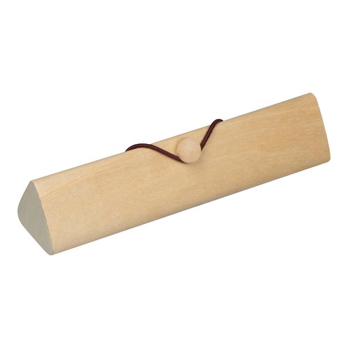 Set da scrittura in legno beige con fascia di chiusura.