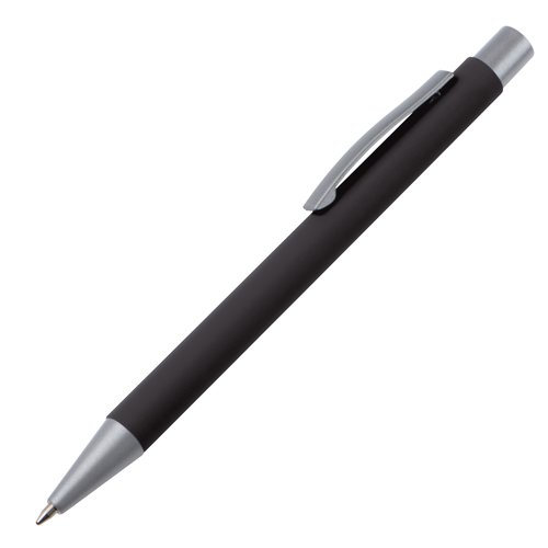 Set da scrittura nero con penna a sfera e custodia.