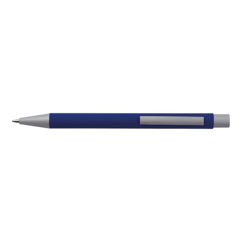 Set da scrittura blu con penna a sfera e custodia.