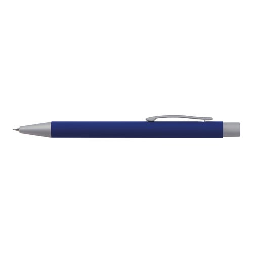 Set da scrittura blu con penna e accessori.