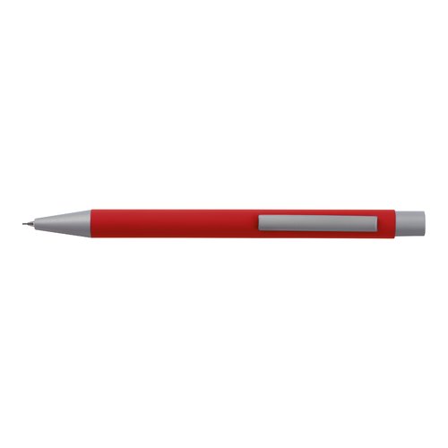 Set da scrittura rosso con penna a sfera e custodia.