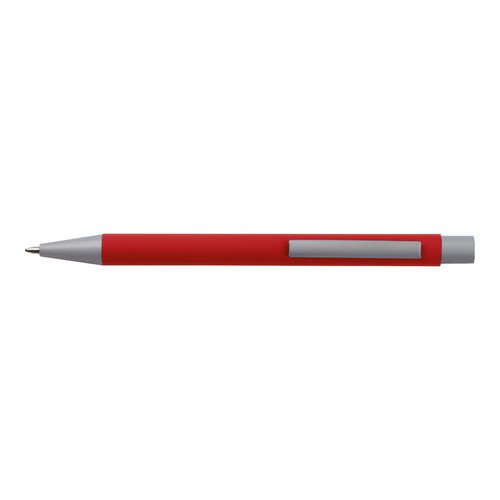 Set da scrittura rosso con penna a sfera e custodia.