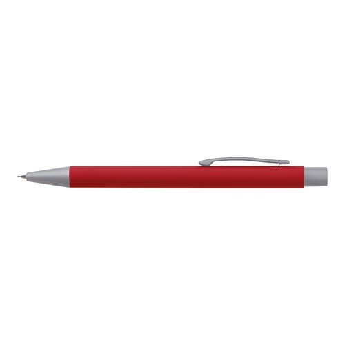Set da scrittura rosso con penna e penna a sfera con clip.