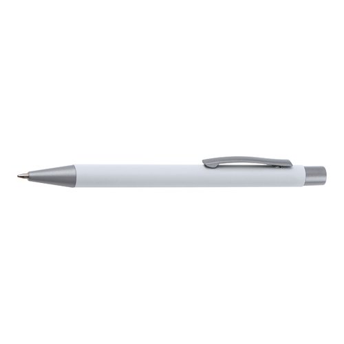 Set da scrittura bianco con penna a sfera e custodia.
