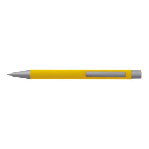 Set da scrittura giallo con penna e accessori.
