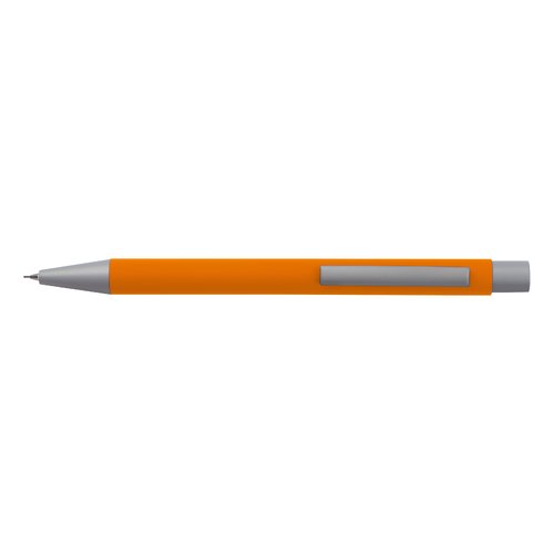 Set da scrittura arancione con penna e accessori.
