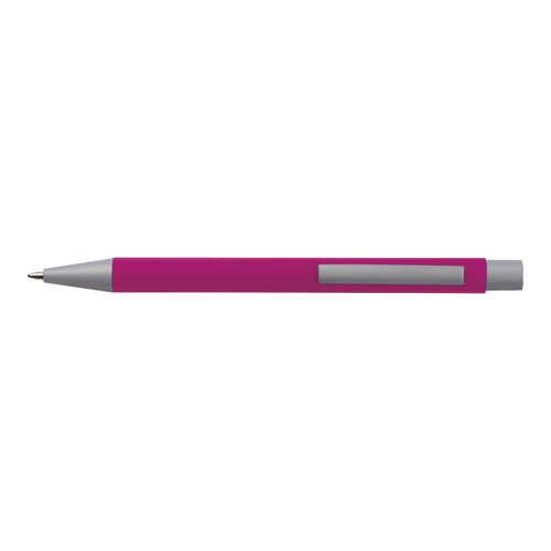 Set da scrittura rosa con penna a sfera e custodia.
