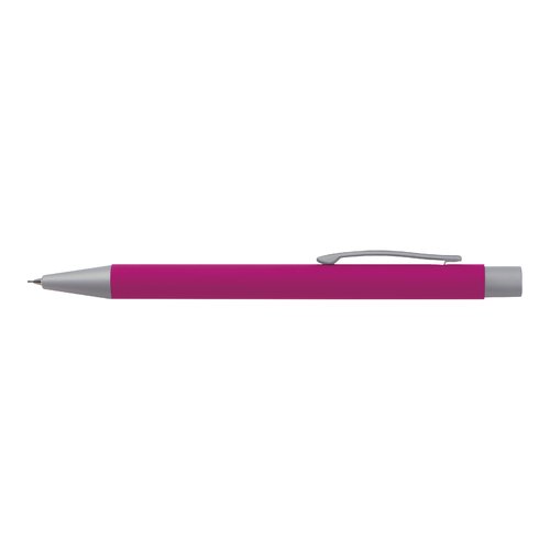 Set da scrittura rosa con penna a sfera e matita.