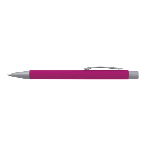Set da scrittura rosa con penna a sfera e custodia.