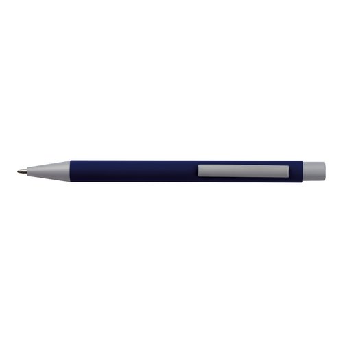 Set da scrittura blu scuro con penna a sfera e custodia.
