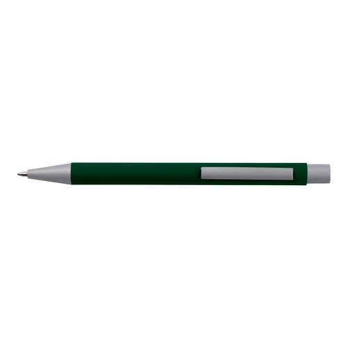 Set da scrittura verde scuro con penna a sfera e accessori.