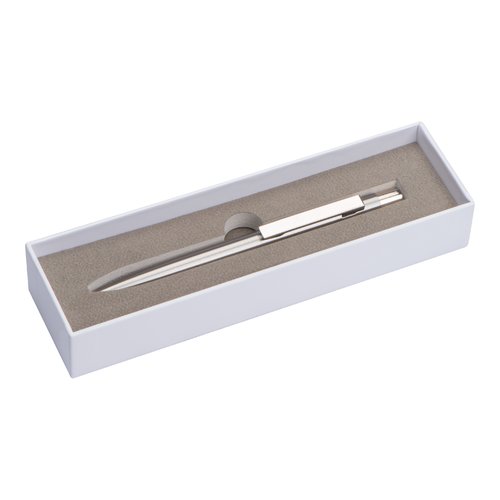 Penna a sfera in acciaio inossidabile grigio argento con clip.