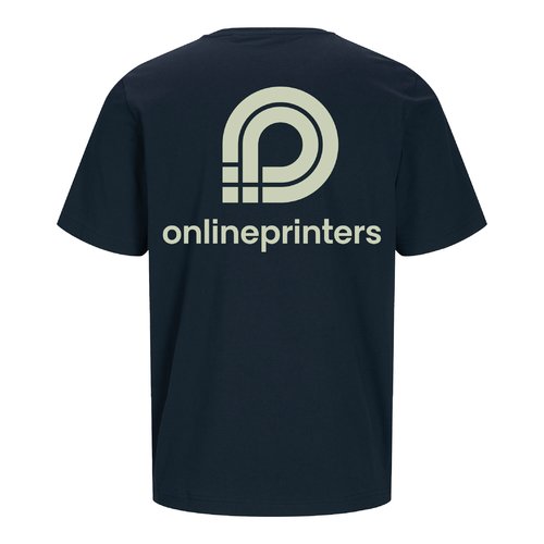 T-shirt blu navy in cotone biologico per uomo e donna.