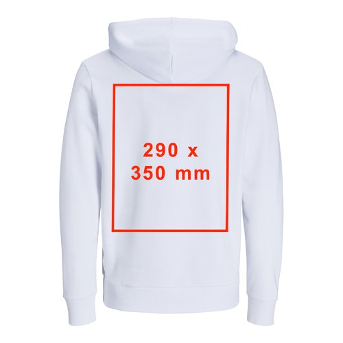 Felpa bianca in tessuto con cappuccio e coulisse, taglio unisex.