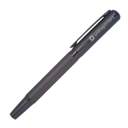 Set da scrittura nero con penna a sfera e accessori.