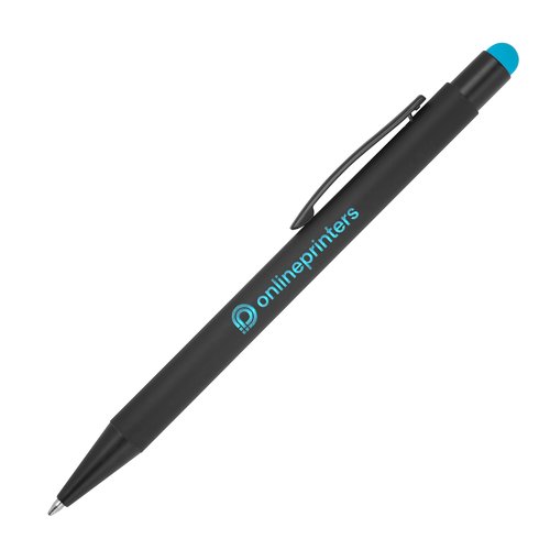 Penna a sfera in metallo turchese con funzione touch e clip.