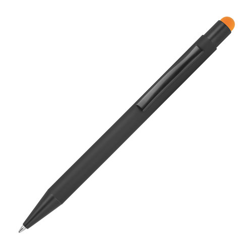 Penne a sfera in metallo arancione con funzione touch e clip.