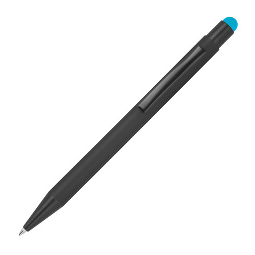 Penna a sfera in metallo turchese con funzione touch e clip.