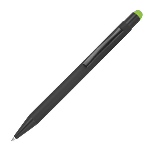 Penna a sfera in metallo verde mela con funzione touch e clip.