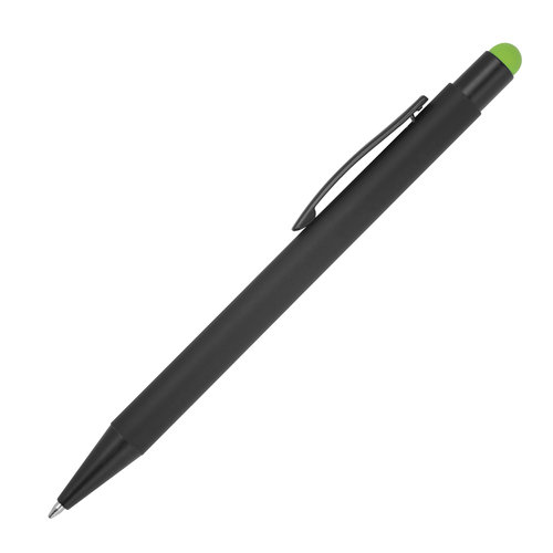 Penna a sfera in metallo verde mela con funzione touch e clip.