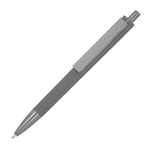Penna a sfera grigia in ABS riciclato con pulsante.