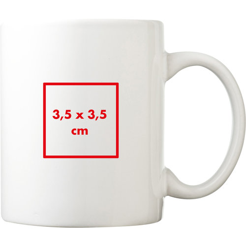 Tazza bianca in ceramica con manico.