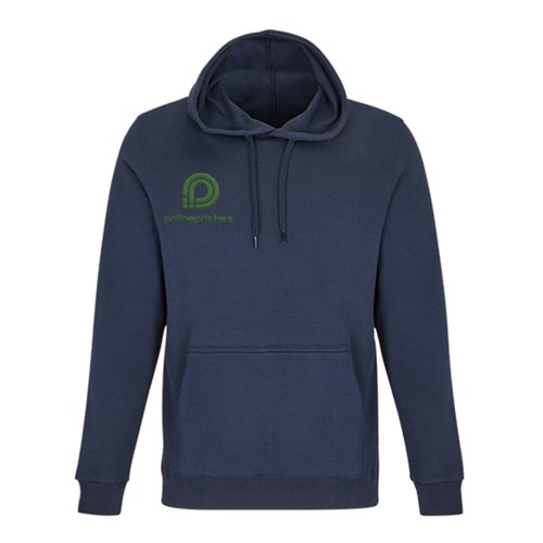 Felpa con cappuccio blu navy in misto cotone con cappuccio e tasca a marsupio.