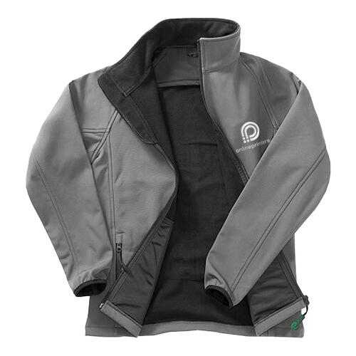 Giacca softshell in poliestere grigio scuro da uomo.