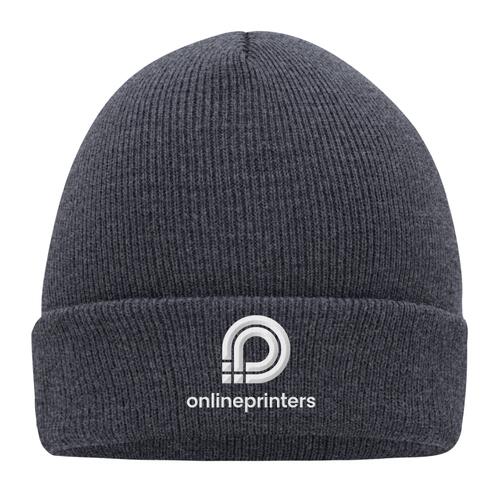 Cappello grigio in maglia di materiale caldo con motivo a coste.