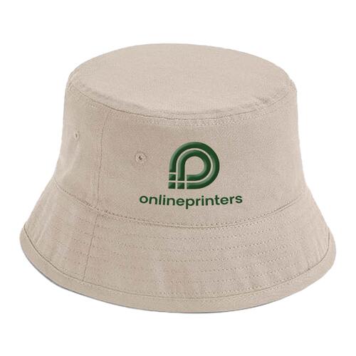 Cappello da pescatore beige in tessuto.