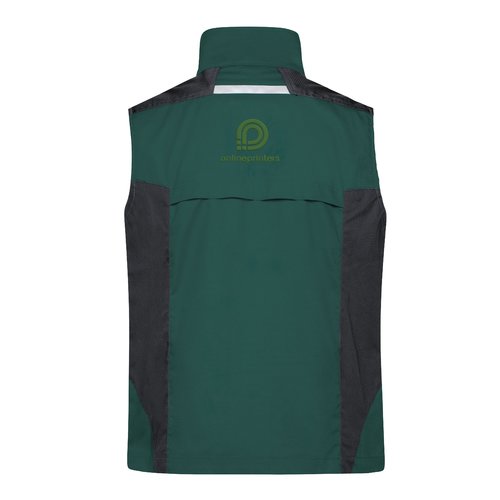 Gilet da lavoro verde scuro in misto poliestere-cotone, unisex.