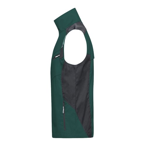Gilet da lavoro verde scuro/nero in misto poliestere-cotone con tasche con zip.
