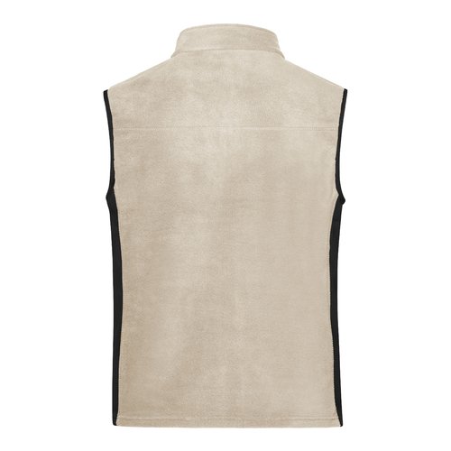 Gilet in pile di poliestere beige/nero con collo alto.