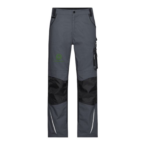 Pantaloni da lavoro grigio scuro/nero in misto poliestere-cotone con tasche.