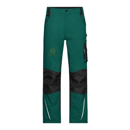 Pantaloni da lavoro verde scuro/nero in poliestere-cotone con tasche.