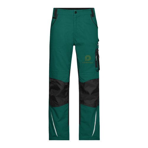 Pantaloni da lavoro verde scuro/nero in poliestere-cotone con tasche.
