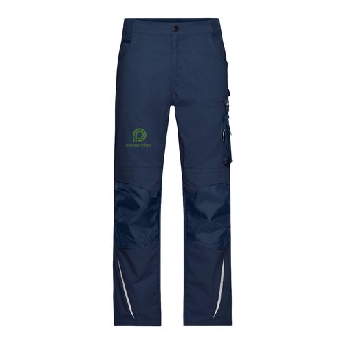 Pantaloni da lavoro blu navy in misto poliestere-cotone con tasche.