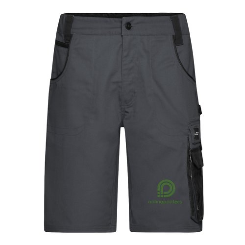 Pantaloncini da lavoro grigio scuro/nero in misto poliestere-cotone con tasche.