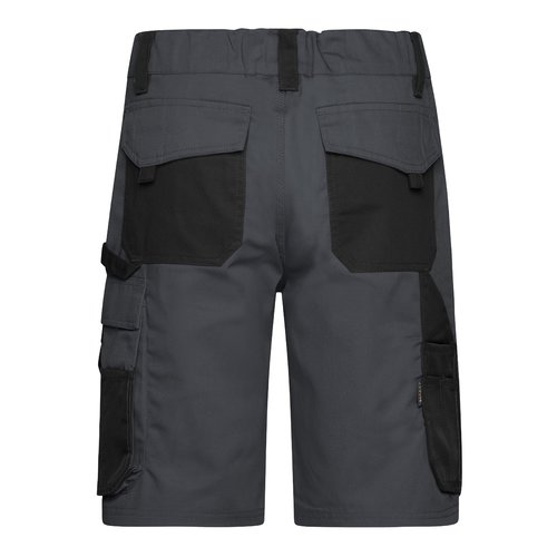 Pantaloncini in poliestere-cotone grigio scuro/nero con tasche multiple.