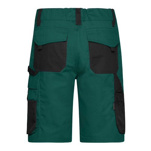 Pantaloncini verde scuro/nero in poliestere e cotone con tasche multiple.