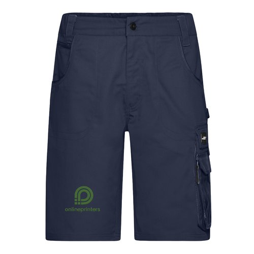 Pantaloncini blu navy in misto poliestere-cotone con tasche multiple.